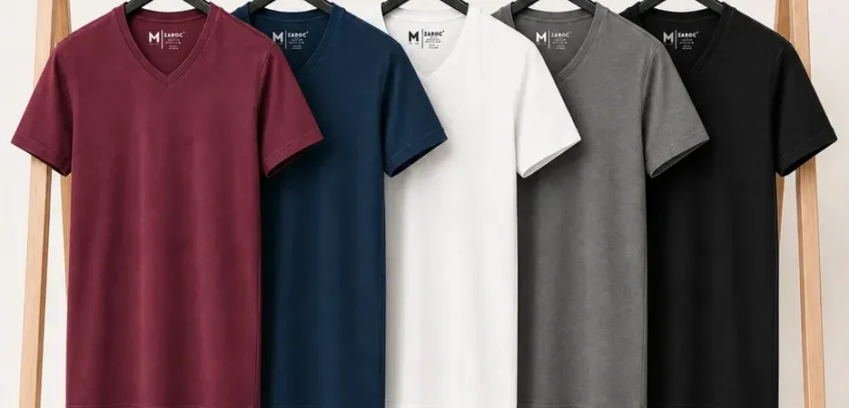 Kit 5 Camisetas Masculinas Gola V Slim Zaroc