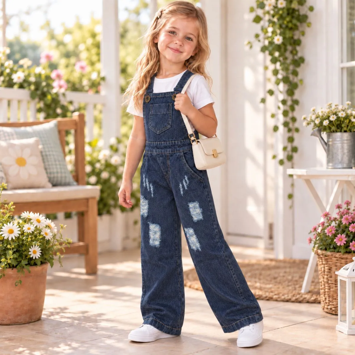 Macacão Jardineira Jeans Menino Calça Infantil Longa 2 A 12 - Imagem 4