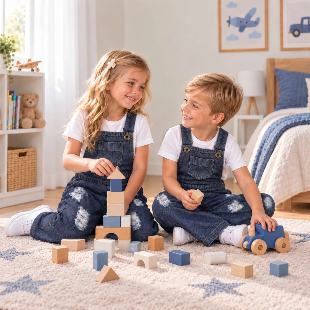 Macacão Jardineira Jeans Menino Calça Infantil Longa 2 A 12 - Imagem 3