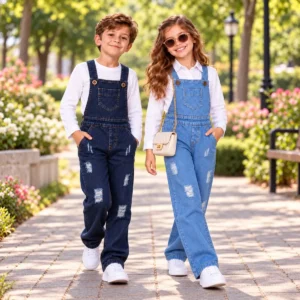 Macacão Jardineira Jeans Menino Calça Infantil Longa 2 A 12